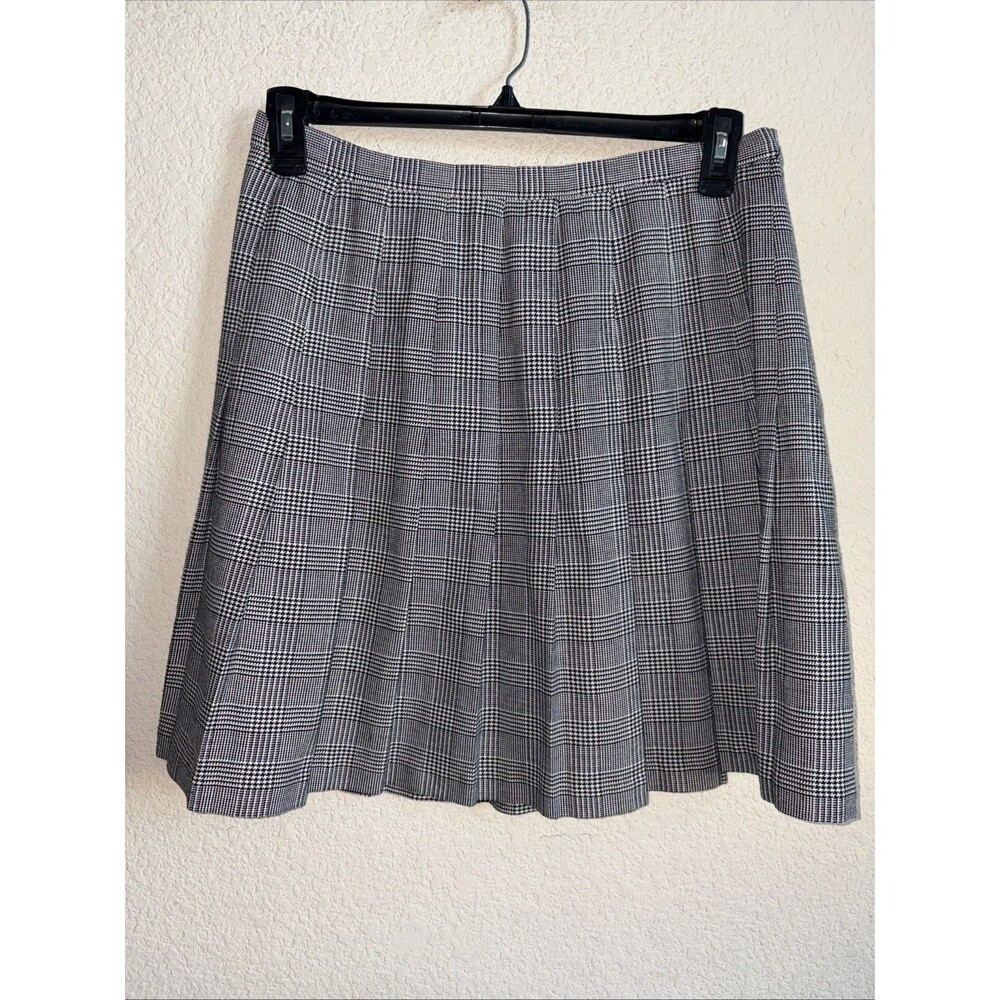 Schoolgirl Pleated Mini Skirt Vintage Black Houndstooth Preppy 16 Sexy Plaid USA
